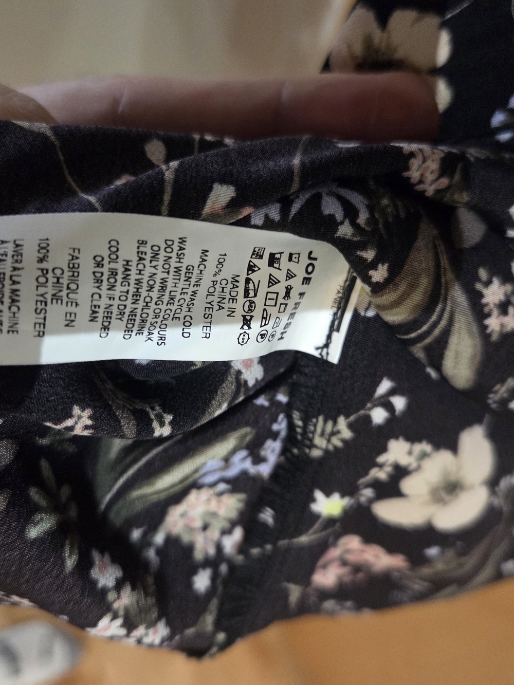 Joe Fresh Black Floral V-Neck Long Sleeve Dress - Picture 4 of 4